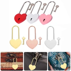 1Pc Personalized Metal Heart Shaped Padlock Mini Love Lock With Key Engagement Wedding Valentine's Day Gift Couple Wishing Lock
