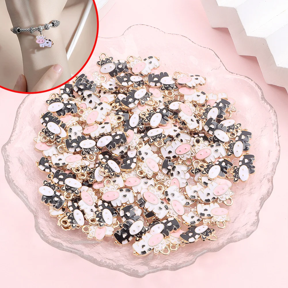 

8/16/32pcs Multi-color Cow Shaped Pendant, Enamel Craft Pendant for DIY Bracelet, Necklace, Earring, Jewelry Making