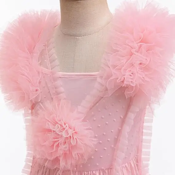 أزياء وإكسسوارات للفتيات باللون الوردي المقسم من Glinda للفتيات بعمر 3-12 سنة فساتين خرافية ملابس كرنفال الرسوم المتحركة للعام الجديد