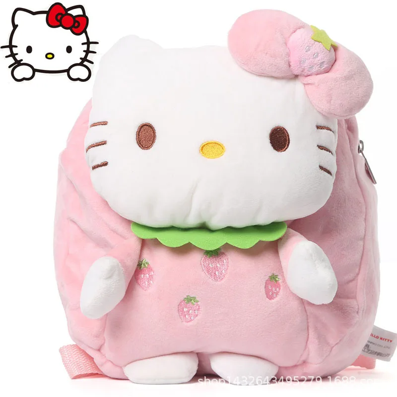 

Genuine Sanrio Hellokitty Peripherals Fruit Series Strawberry Apple Plush Backpack Children's Schoolbag Birthday Gift