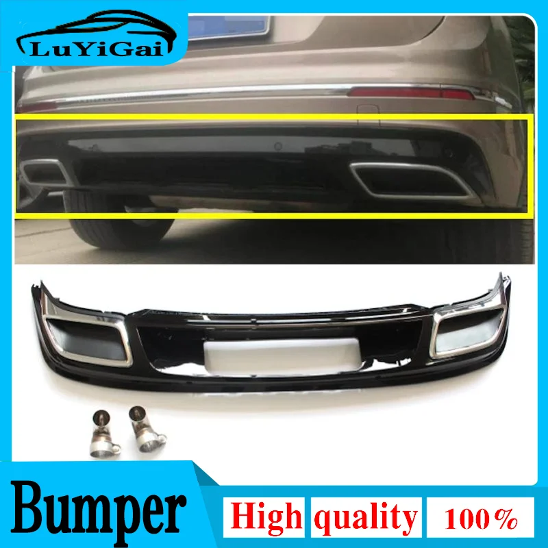 Rear Bumper Diffuser Rear Lip Double Exhaust Tube Tips For Tiguan 2017 2018 2019+ Upgrade Double Square Exhaust Tube Car Styling