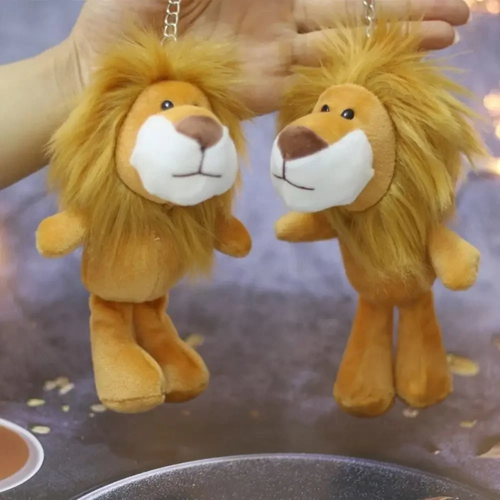 1PC15cm Cute Little Lion Plush Doll Kawaii Cartoon Stuffed Animals Pendant Bag Toy Key Chain Keychain Car Accessories for Kids