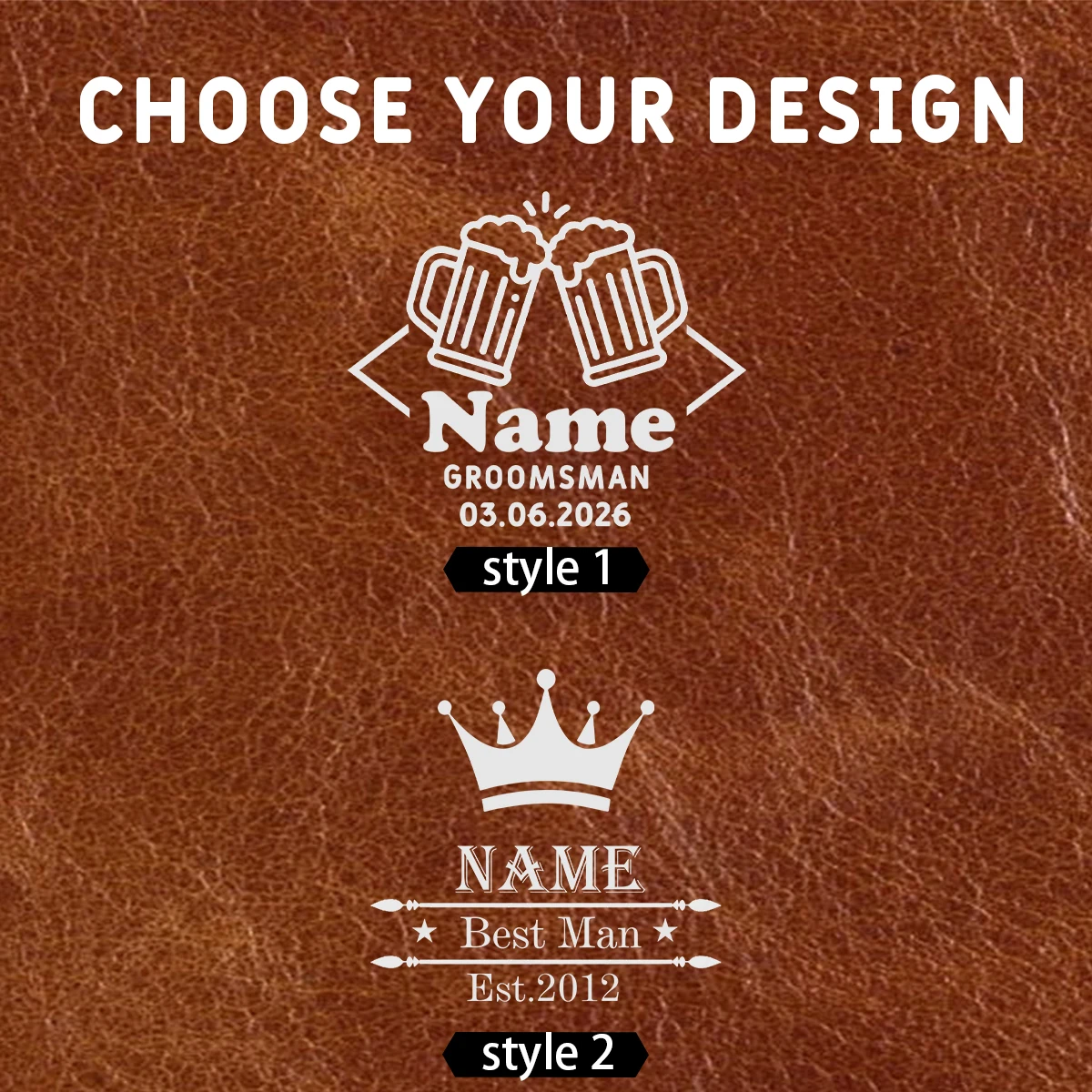 Portable flask set with customizable names, personalized flask for men, customizable stainless steel flask. - Detail 1