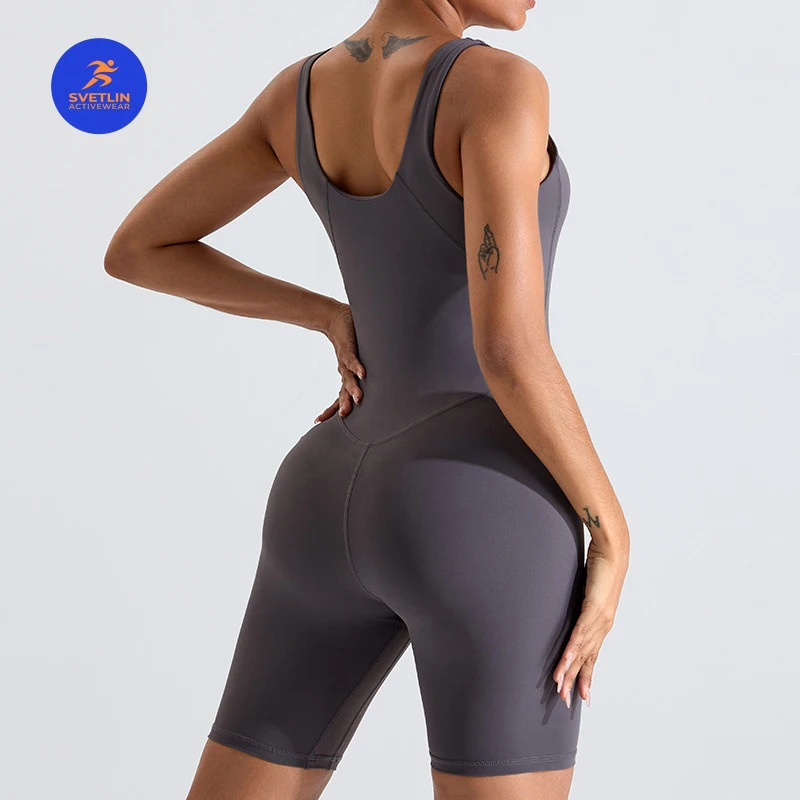 SVETLIN EU US Size Luxury Quality Jumpsuit Sports Women's Nude Feel Butt-Lifting Yoga Outfit Yoga Shorts One-Piece  Onesie