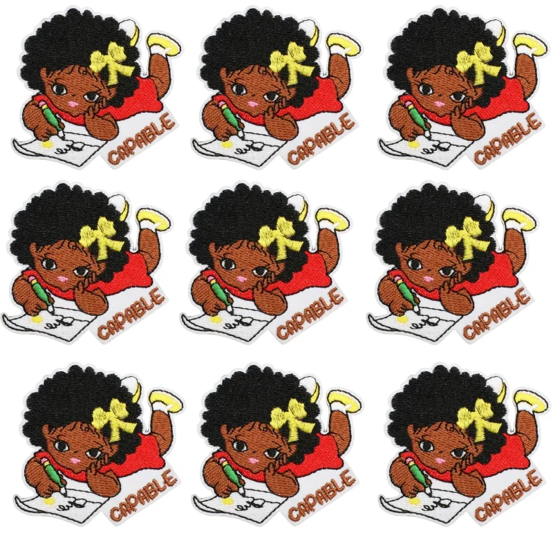Black Baby Embroidery Cloth Sticker Cute Doll Bag Decoration Patch Sticker Black Independence Day Embroidery Chapter Boy Ironing