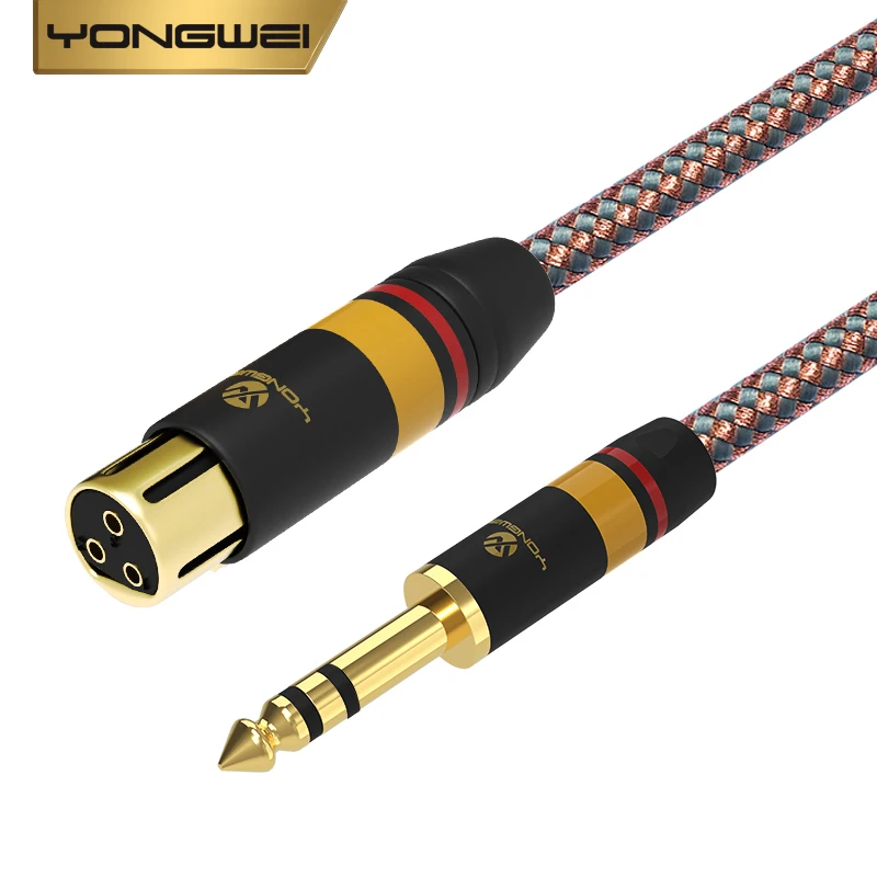 YONGWEI-Kabel micrófono XLR 3-stykowy, złącze 6,5 mm, TRS pomocniczy 6,35 mm, macho XLR hembra do wzmacniacza