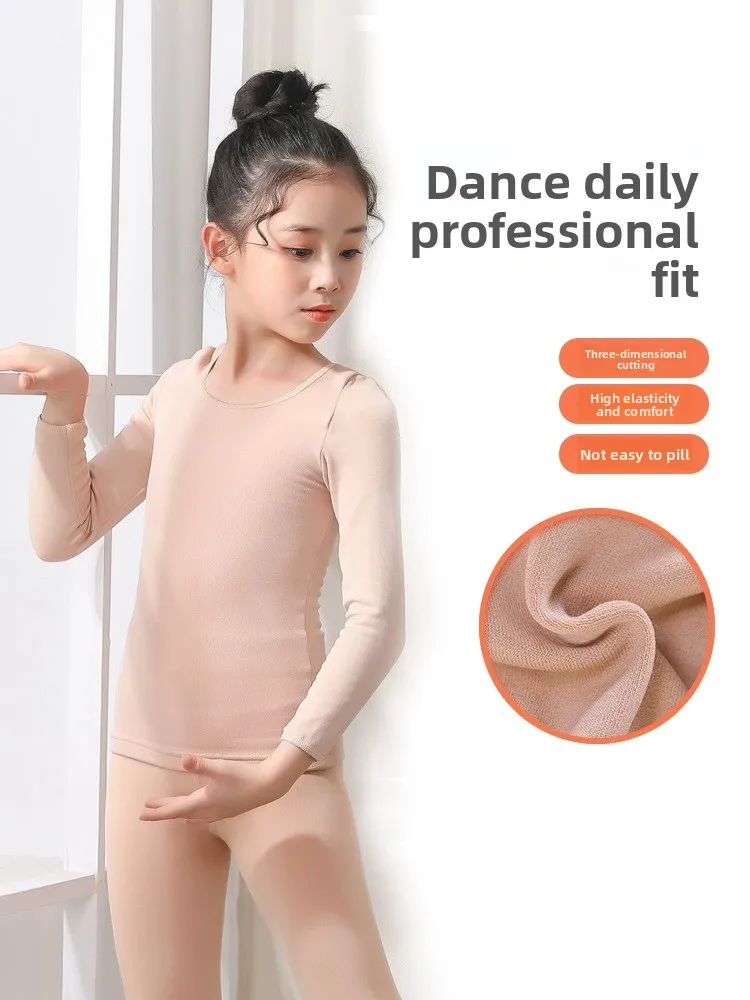

Children's Dance Base irt Long Sve Fce Lined Tight Innerwear Performance Ready Ballet Outfit Trendy Stage Costume