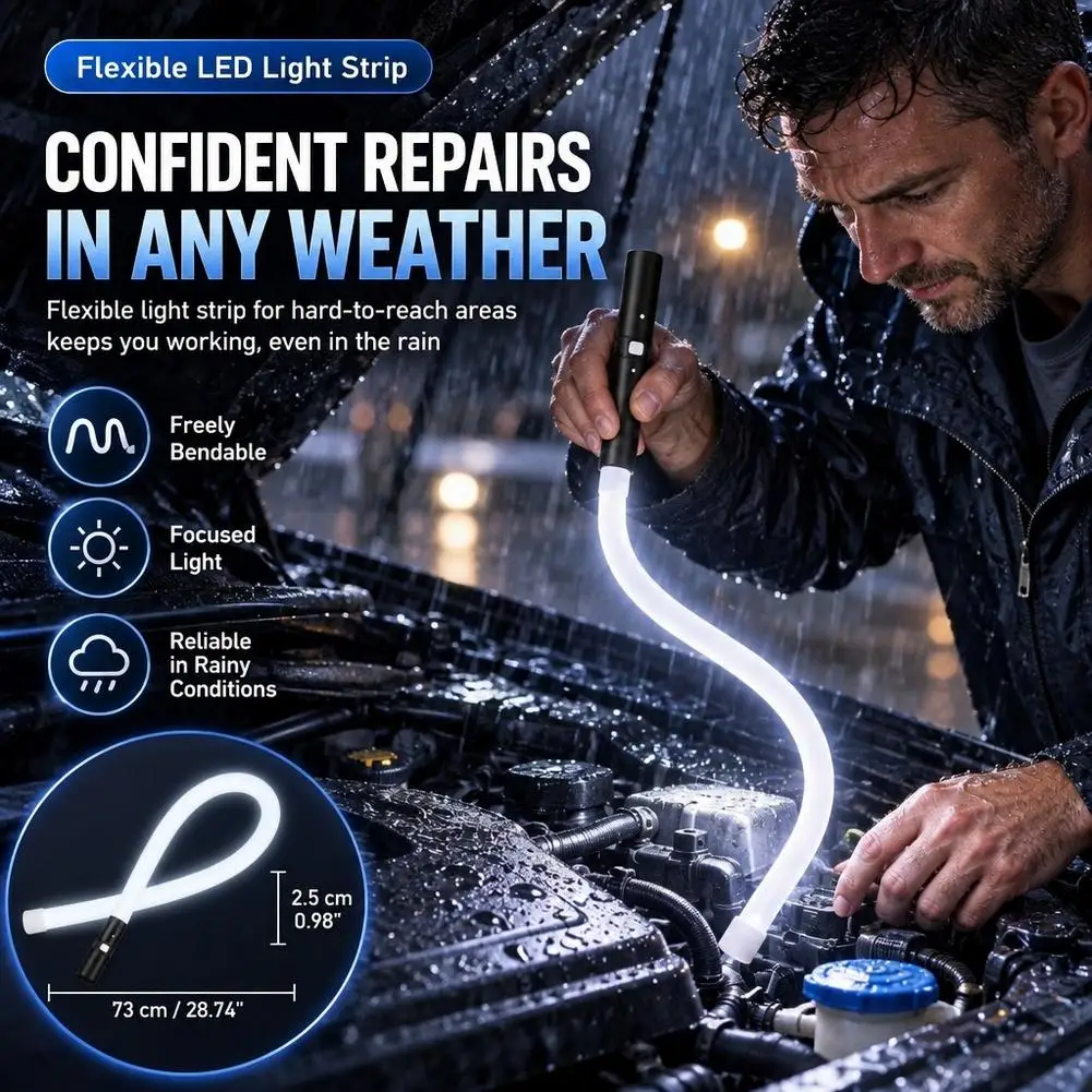 Flexible LED Light Stick Rechargeable Bendable Work Light With 3 Modes,Used For Garage Inspection Lighting Under Car Hood