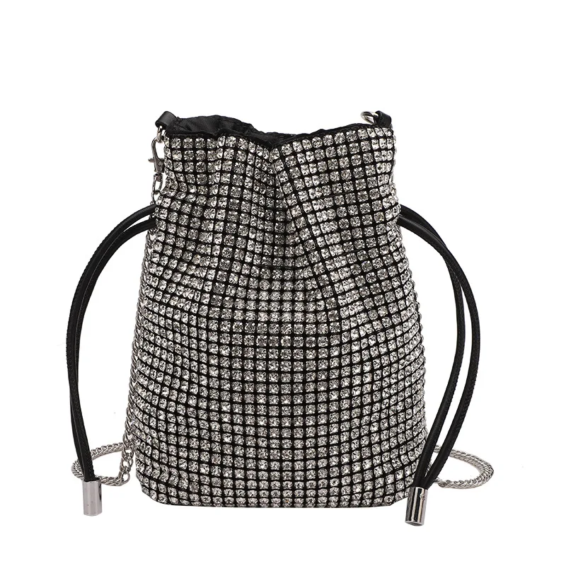 

Tide Lucky Women's High-end Sense Rhinestone Bag Niche Design Fashionable Single Shoulder Oblique Span Bucket Women's Square Bag
