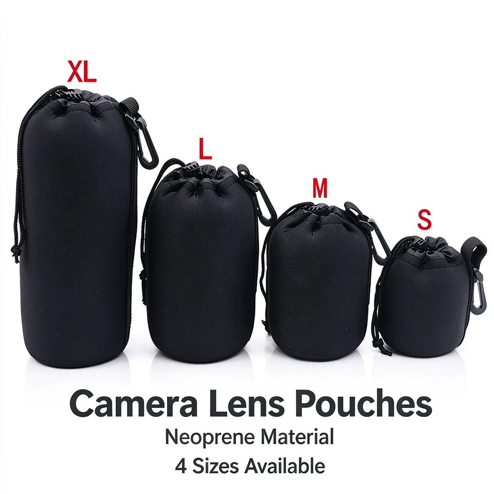 Camera Lens Pouch Waterproof Lens Storage Bag Protector Case for DSLR Mirrorless Camera Lenses Canon Sony Nikon Fuji Accessories