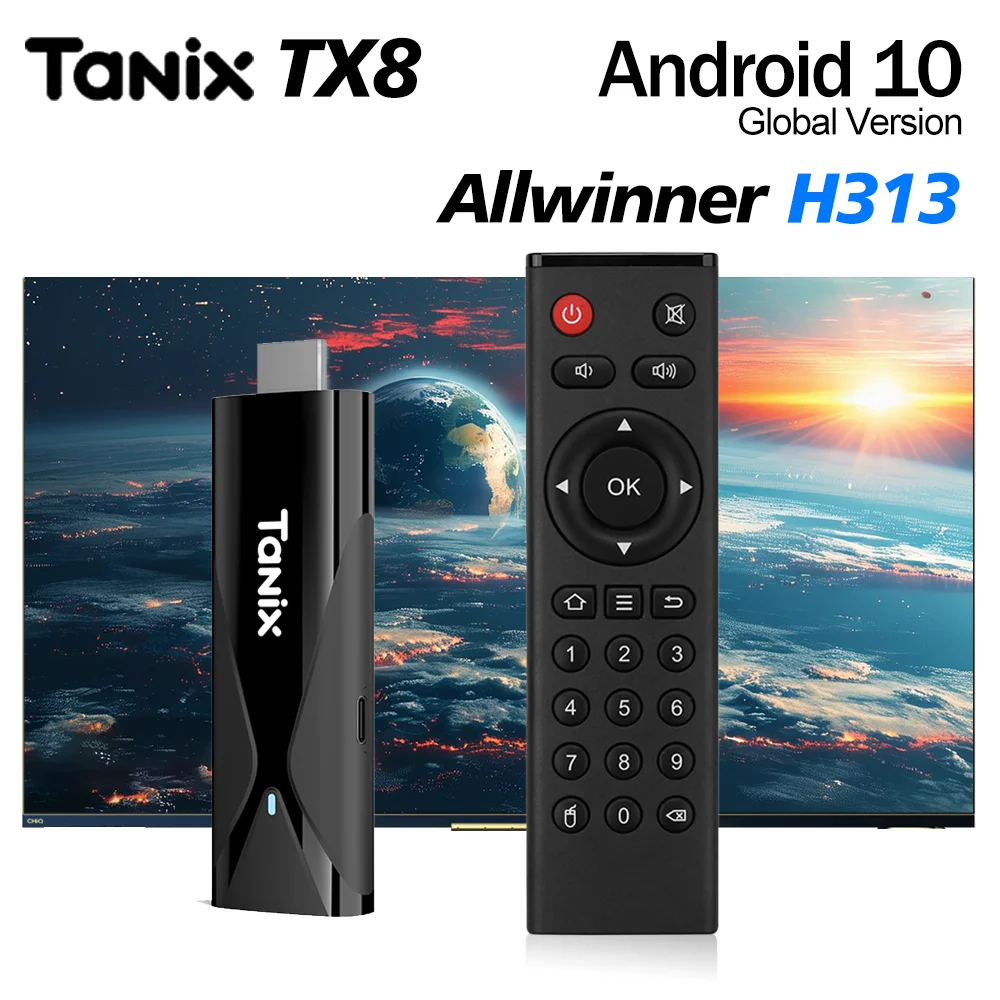 TANIX TX8 Smart TV Box Android 10 MINI TV Stick Allwinner H313 2GB 16GB 2.4G WIFI 4K TV Dongle Set Top Box