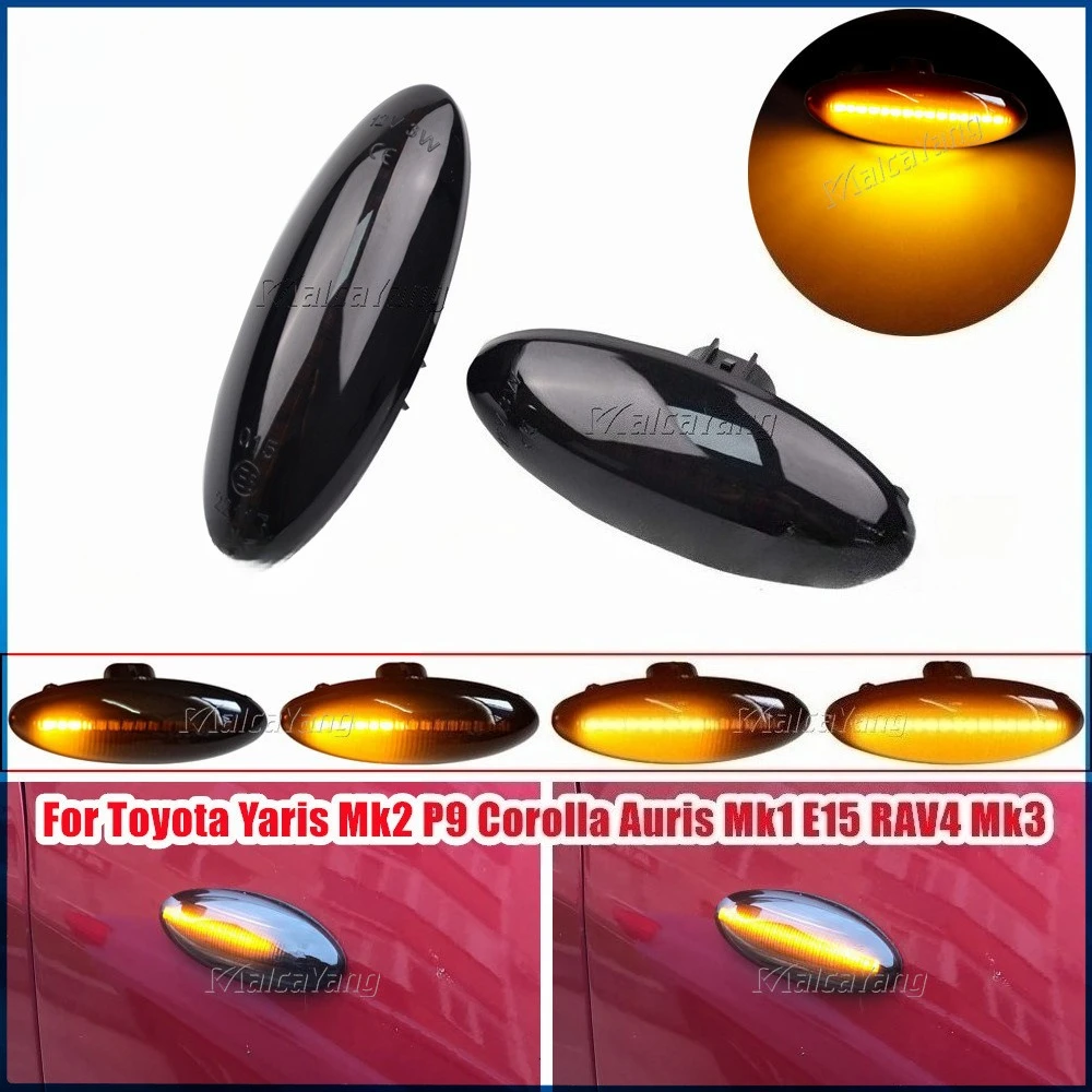2PCS LED Sequential Dynamic Flowing Turn Signals for Toyota Yaris Side Marker Lights