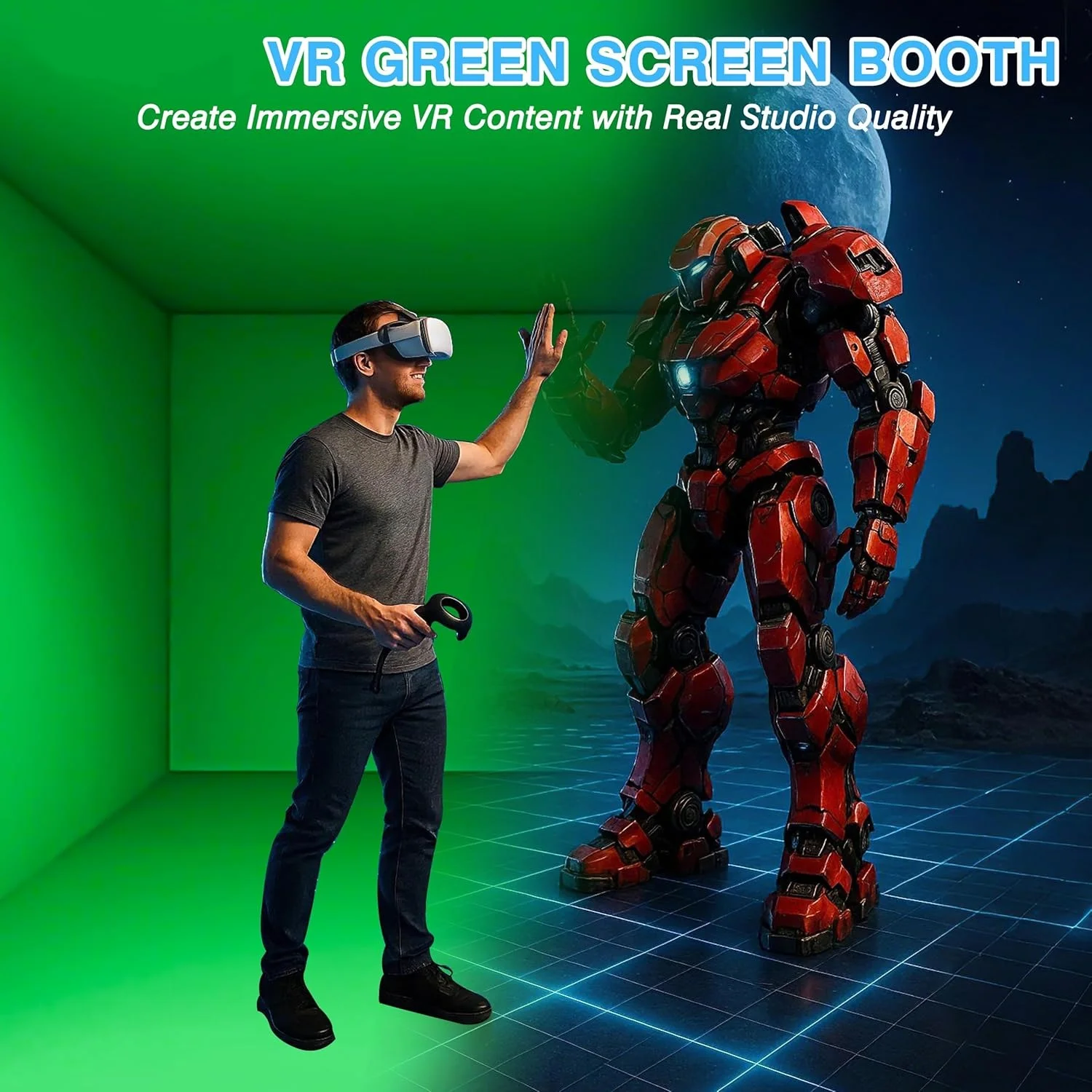 360° Enclosure Backdrop Custom Photography Studio VR Game Video and Live Show Chromakey Green Screen Cube Backdrop Stand