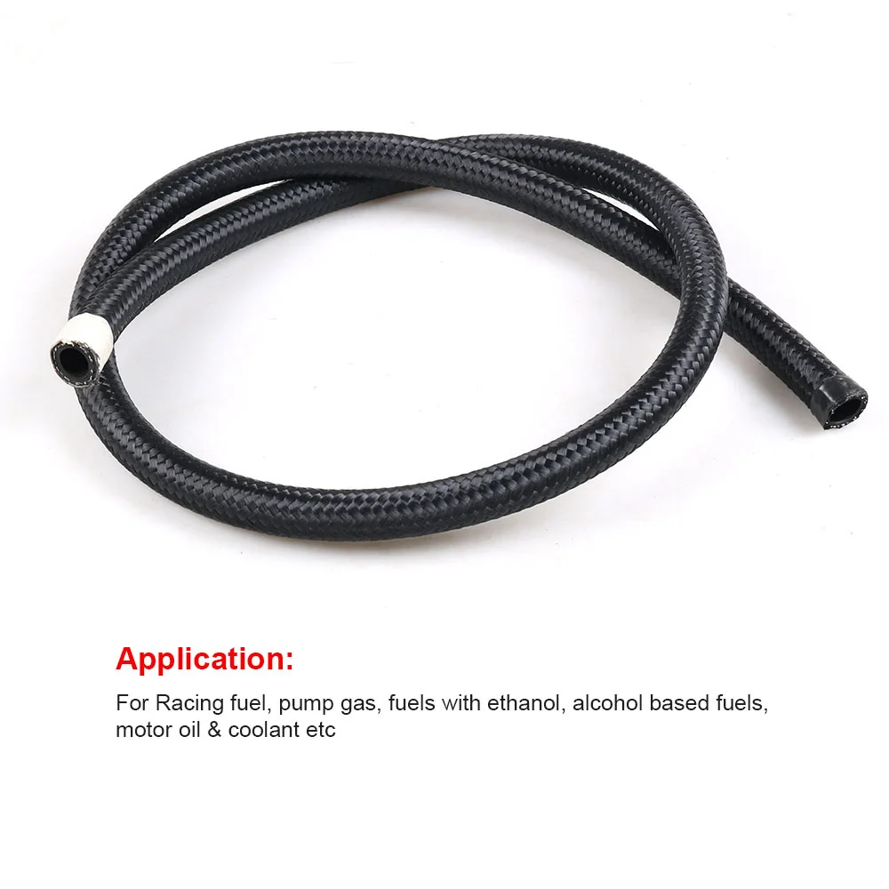 8 AN 8N6 (0.43 mm ID) Universal fuel hose Oil hose Oil pipe fitting hose Kit Nylon Braided hose black LC100573-AN8