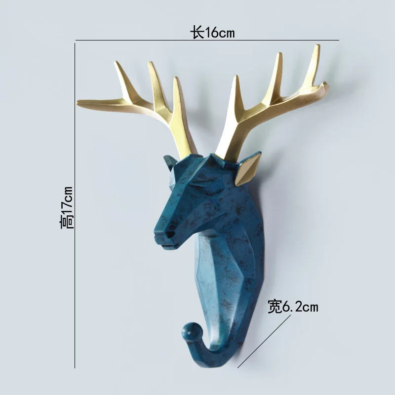 Animal Head Resin Key Hook Decor Holder Clothing Deer Elephant Unicorn Rhinoceros Racks Hook Coat Bag Hanger Cap Decor Home Wall