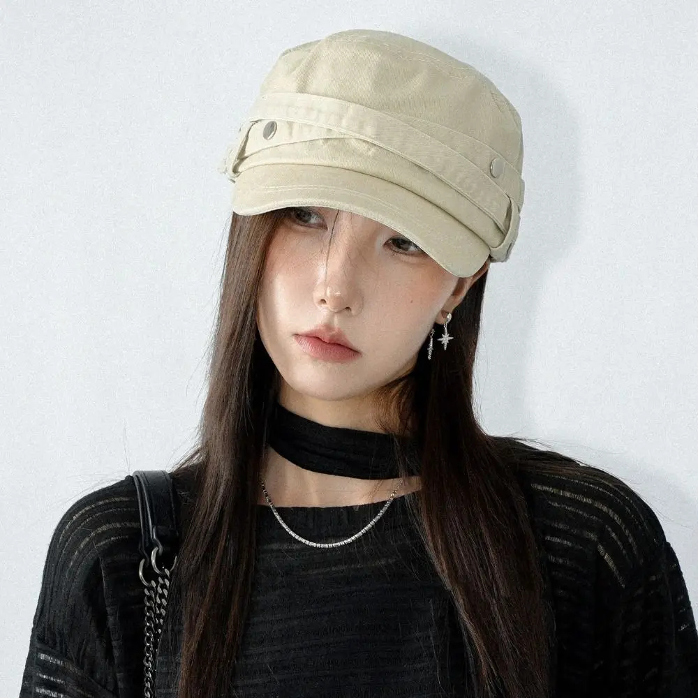 Persönlichkeitsvolle Baumwoll-Nietenmütze im Y2k-Koreanischen Stil, Reiterhut, Spice Girls Mode-Baskenmütze, Streetwear – Detail 11