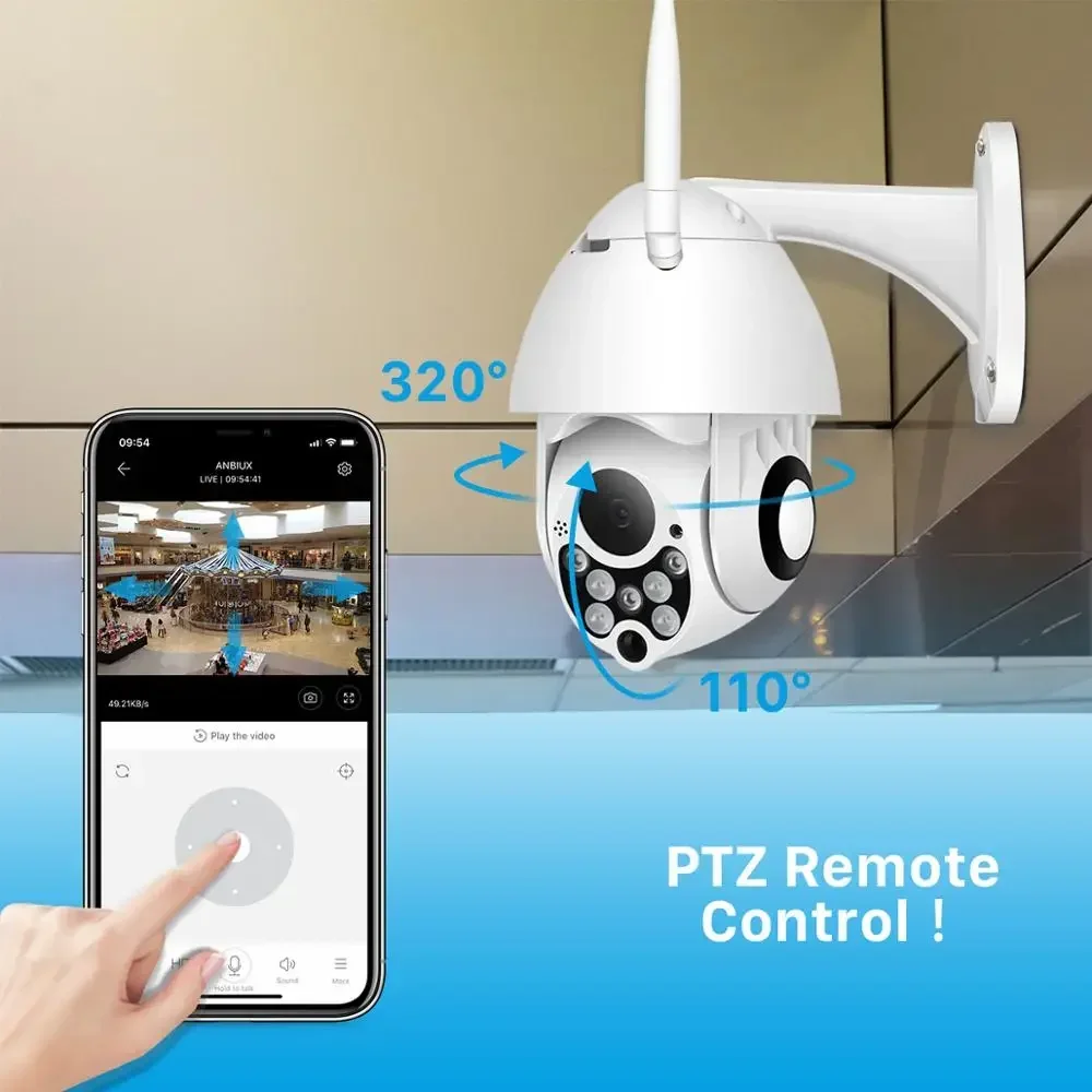 Imagem -03 - Ptz ip Wifi Câmera de Vigilância Dome ao ar Livre 1080p Câmera de Segurança sem Fio Pan Inclinação Zoom Digital 4x p Rede Cctv