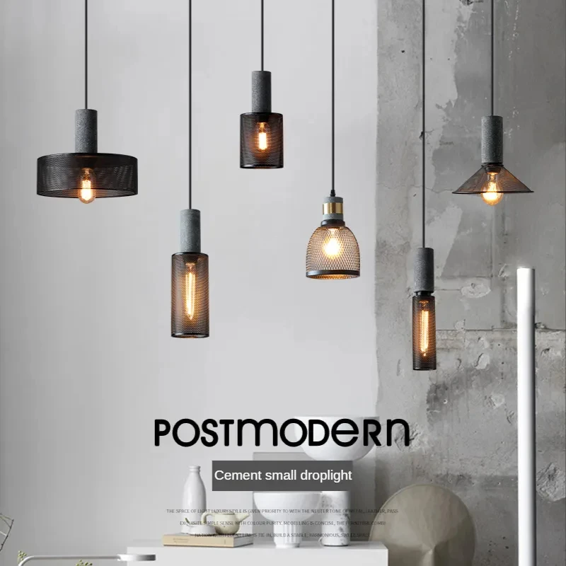 

Industrial Loft Cement Pendant Lamps for Restaurant Aisle Wrought Iron Lampshade E27 Led Vintage Suspension Chandeliers Lights