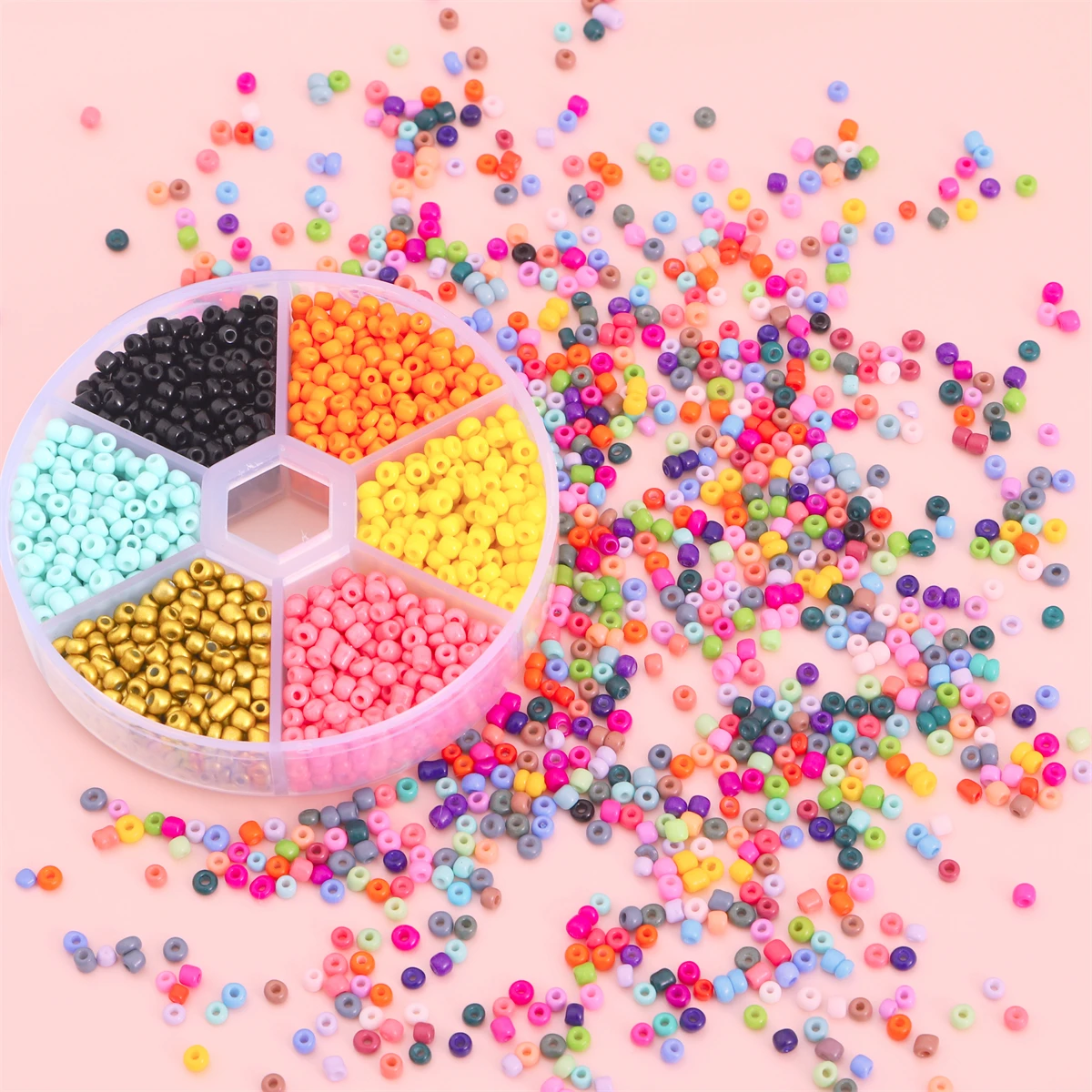 6 Grid Pack 3mm Solid Color Paint Glass Multicolor Loose Spacer Rice Beads Set For Jewelry Making DIY Bracelet Necklace 1900pcs