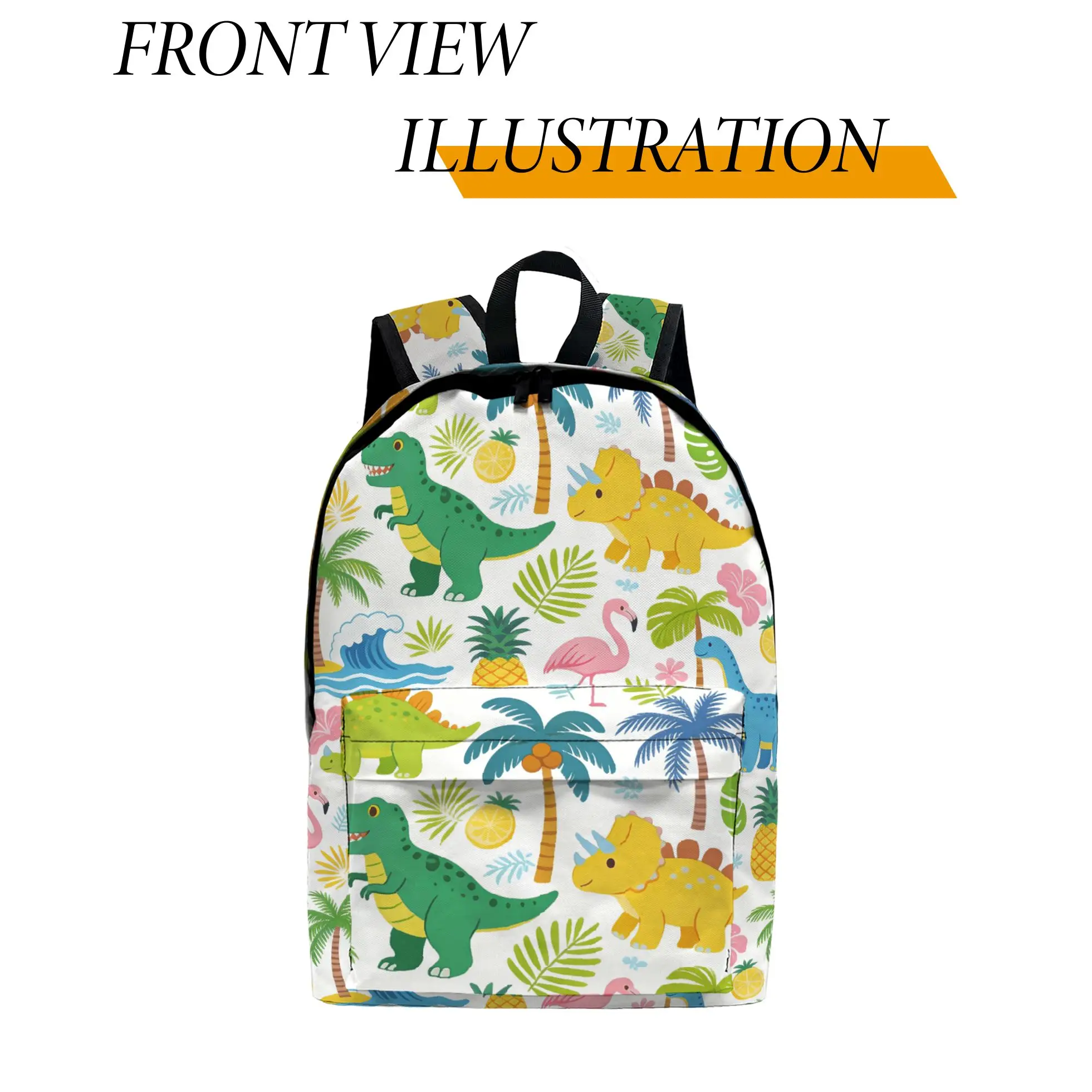 

1pc Hawaiian Style Cartoon Dinosaur Print Backpack, Fashionable and Simple, Unisex, Large Capacity, High-Quality Gift