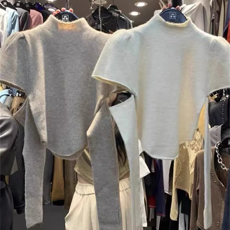 

Съемный женский вязаный топ све, базовый слой Bubble Sve f, высокий воротник, осень 2022, новинка Sle Faionable, облегающий крой