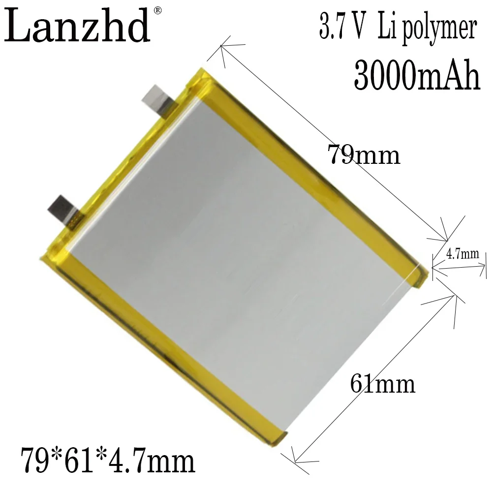 

3.7V 3000mAh 476179 Lithium Polymer Li-Po li ion Rechargeable Battery For interphone Bluetooth speaker PDA POS GPS Explay M43HD