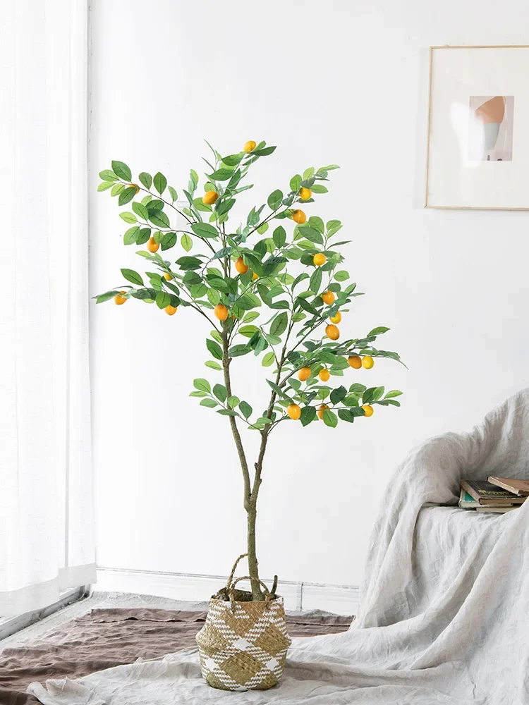 Nordic Simulation Lemon Tree Indoor Plant Bonsai Bionic Green Plant Fake