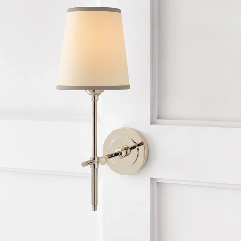 

DurableWall Lamp All Copper Modern Simple Fashion Personality Creative Nordic Restaurant Bedroom Room Villa Cloth Cover Lamp