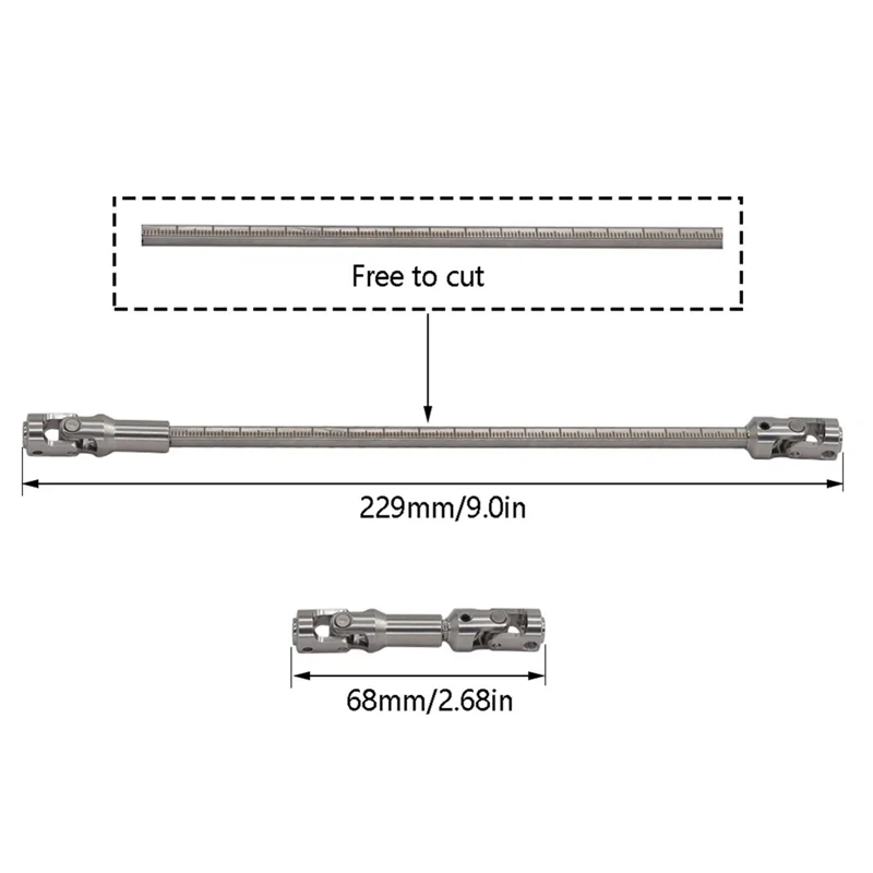 طقم عمود محرك مشترك عالمي من الفولاذ المقاوم للصدأ لـ 1/10 LCG RC الزاحف نوع RC ملحقات ترقية السيارة باللون الفضي