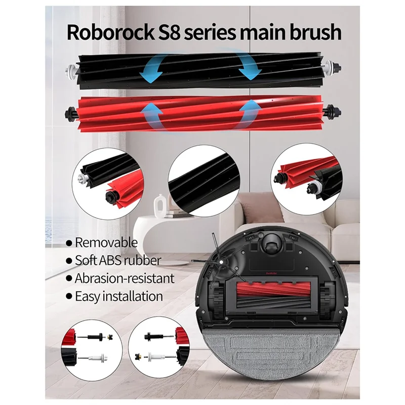 مجموعة ملحقات بديلة ABVI لهاتف Xiaomi Roborock Q5 Pro/Q5 Pro Plus/Q8 Max/Q8 Max Plus، فرشاة دوارة، فرشاة تنظيف، Hepa F
