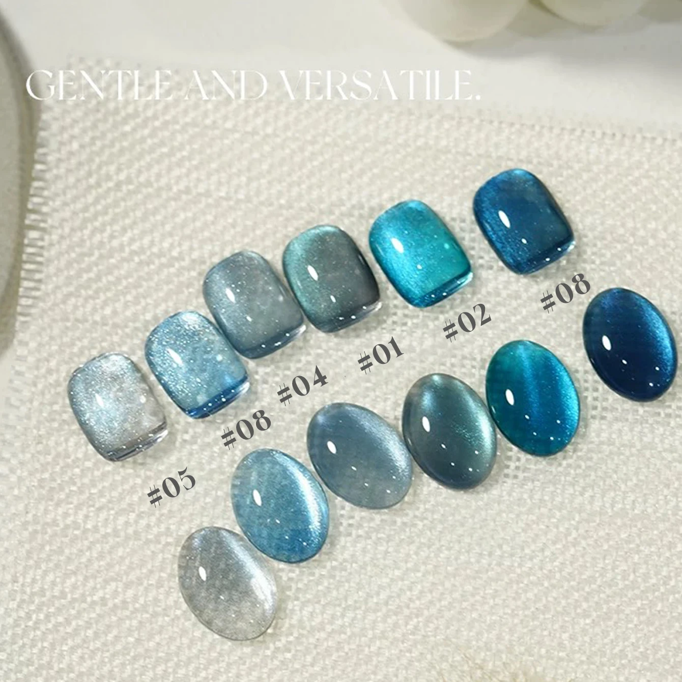 MIANEL 12ML 2026 New Blue Glass Bead Cat Eye Magnetic Gel Nail Polish Blue Crystal Nail Polish Blue Nails White Nails 1-10pcs