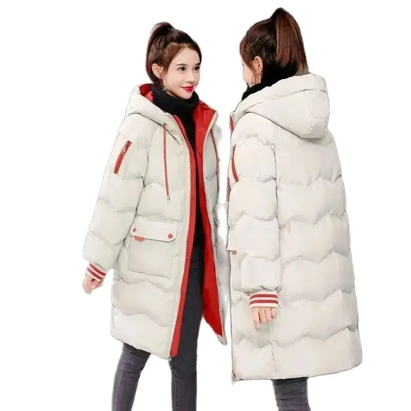 Parkas Jacket 2023 New Winter Coats Women Down Cotton Jacket Loose Large Thick Mid Length Version Outwear Hooded Overcoat Warm