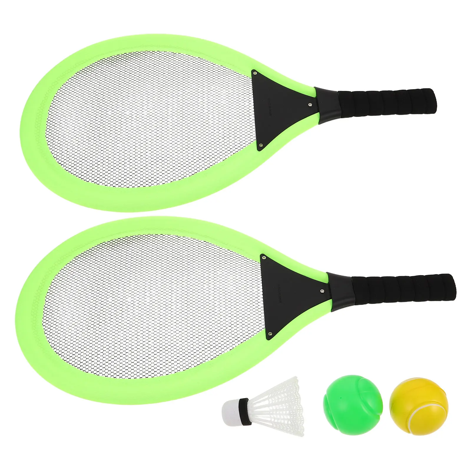 

Набор из 2 детских теннисных ракеток, зеленые пластиковые ракетки для улицы, спортивный инвентарь для тренировок, ракетки-бита для малышей