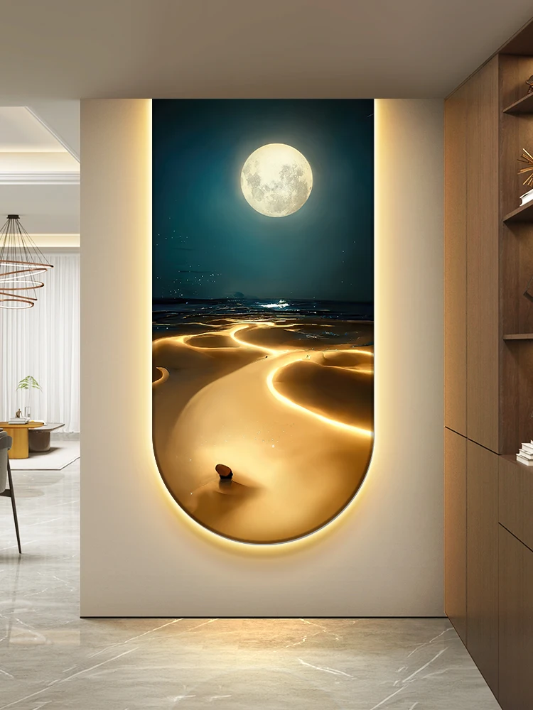 Ocean Waves Wall Lamp Entrance Decoration Light Painting Moon Corridor Hanging Painting Light Sea Home Living Room Mural Light