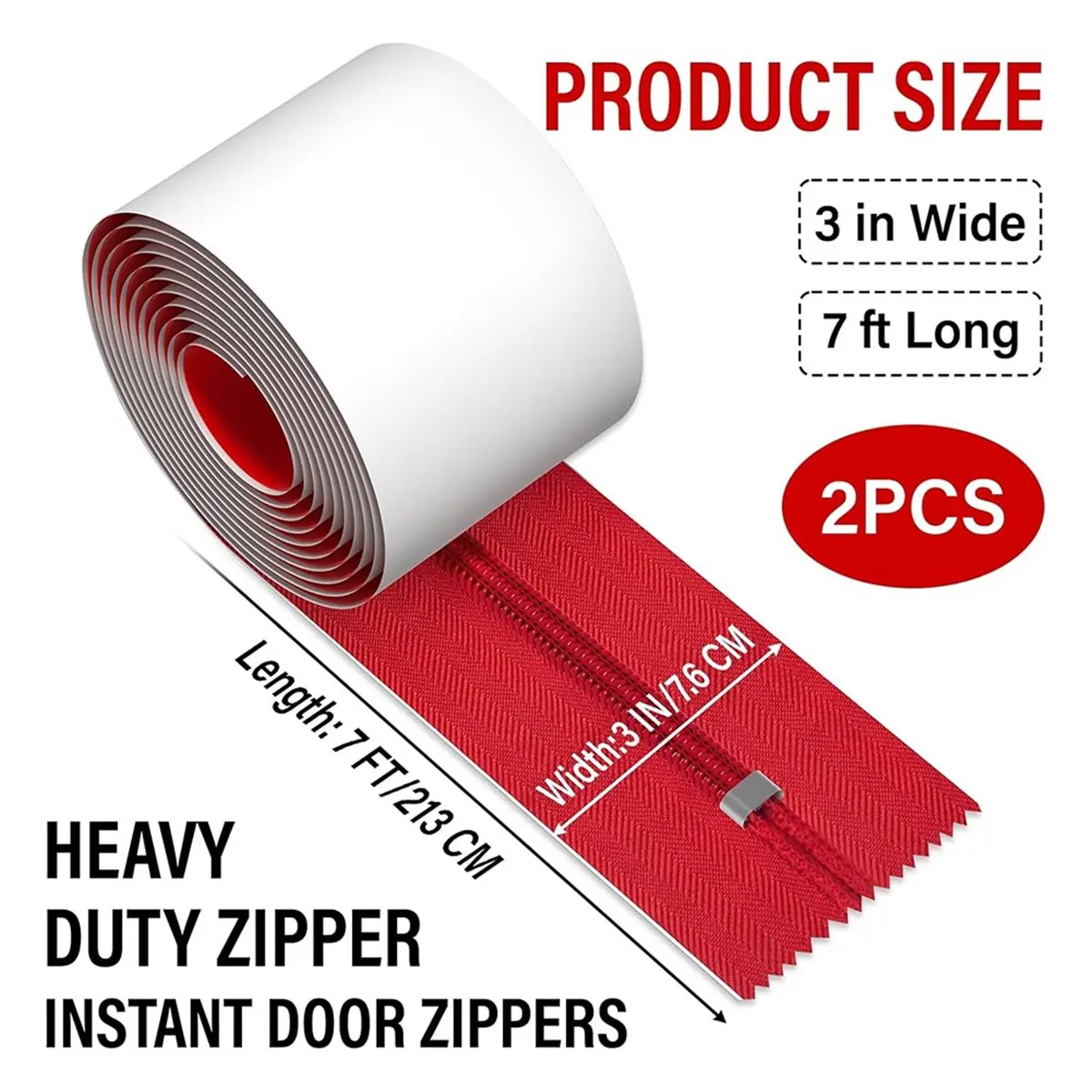 DT35BG Self-Adhesive Heavy Duty Zipper Door for Dust Barriers, Construction, and Renovation, 7ft X 3in