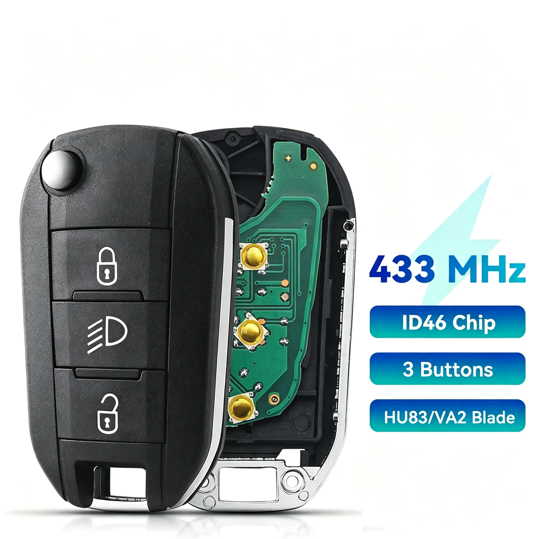 Car Remote Control Key For Peugeot 208 2008 301 308 508 5008 Citroen C-Elysee C4-Cactus 434MHz ID46 PCF7941 Chip
