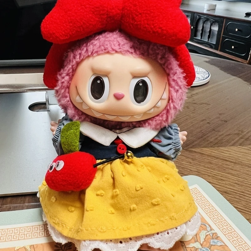 

Новинка 2023 года, 17 см, Macaron Labubu, одежда для куклы Белоснежки, одежда в мультяшном стиле, наряд для косплея и милые аксессуары для кукол, игрушка Ropa