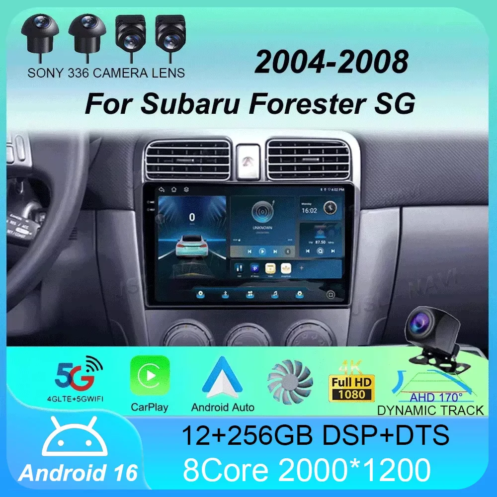 

Car Radio Android 16 Carplay For Subaru Forester SG 2004 - 2008 Navigation GPS Multimedia Player 5GWiFi+4G stereo 2 DIN BT Auto