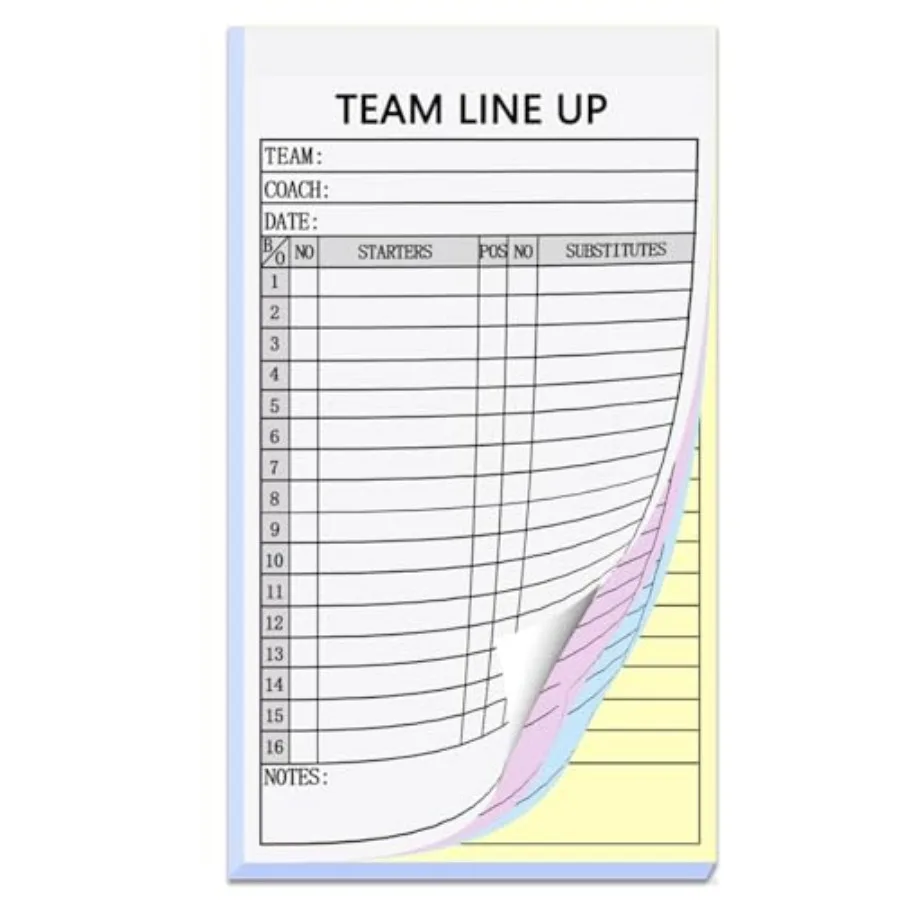 Baseball/Softball Lineup Cards, 4-Part Carbonless Copies with Tearing Line, 150 Games with 16 Player Roster Lineup Sheet for Co