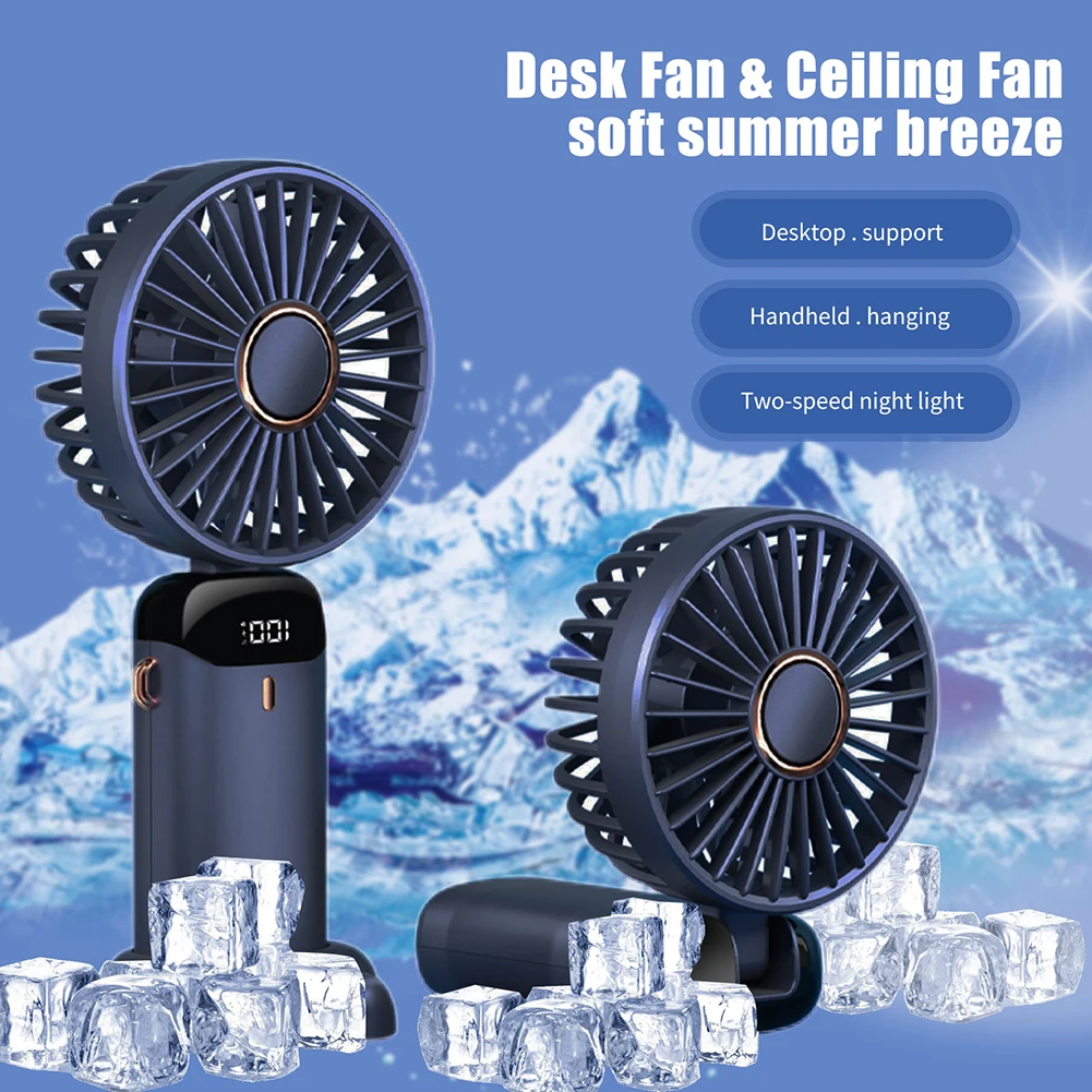 3000mAh/2000mAh Electric Fan Folding USB Cooling Handheld Fans Digital Display Rechargeable 5 Speed Adjustment Phone Holder