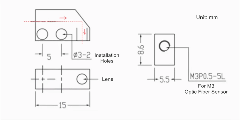 Optischer Fasersensor, Fokuslinse, Spiegel, optisch, M3, M4, M6, für diffuse reflektierende Durchgangsstrahl-Lichtschranke, Gauselink – Detail 30
