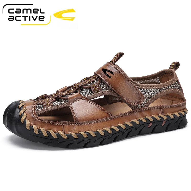 Camel Active New Men\'s Shoes Genuine Leather Sandals Men Natural Cowhide Leather Casual Shoes Beach Outdoor Non-slip Shoes