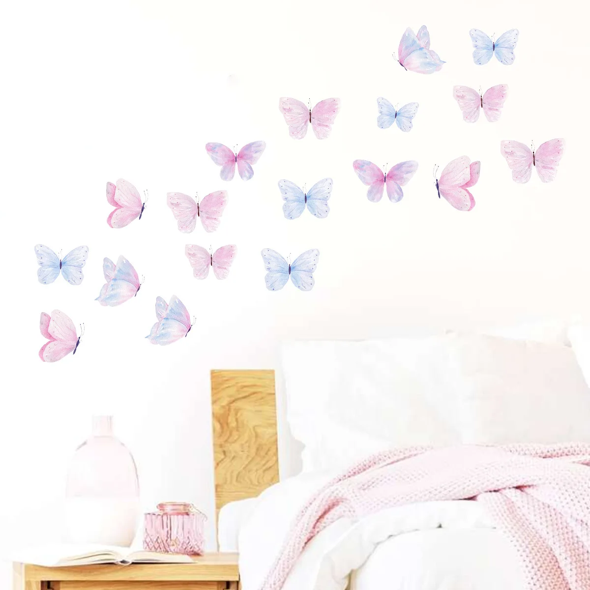 ملصقات حائط على شكل فراشة ملونة لغرفة النوم وغرفة المعيشة وأريكة خلفية لتزيين ملصقات الحائط #3