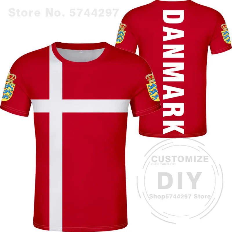 Denmark T Shirt Logo Free Custom Made Name Number Dnk T-shirt Nation Flag Danish Kingdom Country Danmark Dk Print Photo Clothing