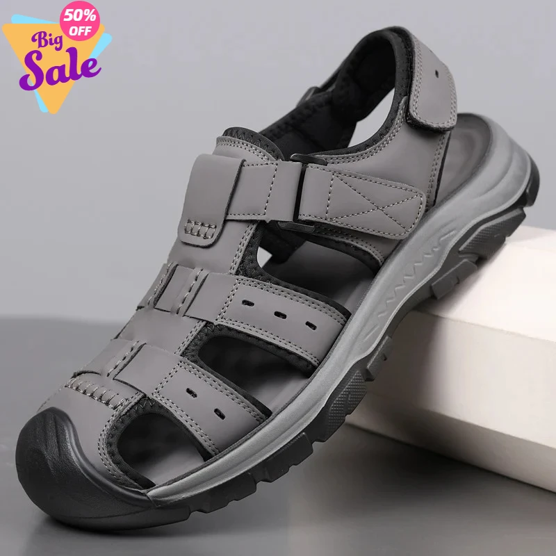 

Ultra-Lightweight Men's Sandals Breathable Leather Buckle Straps Air-Cooled Design for Hot Weather