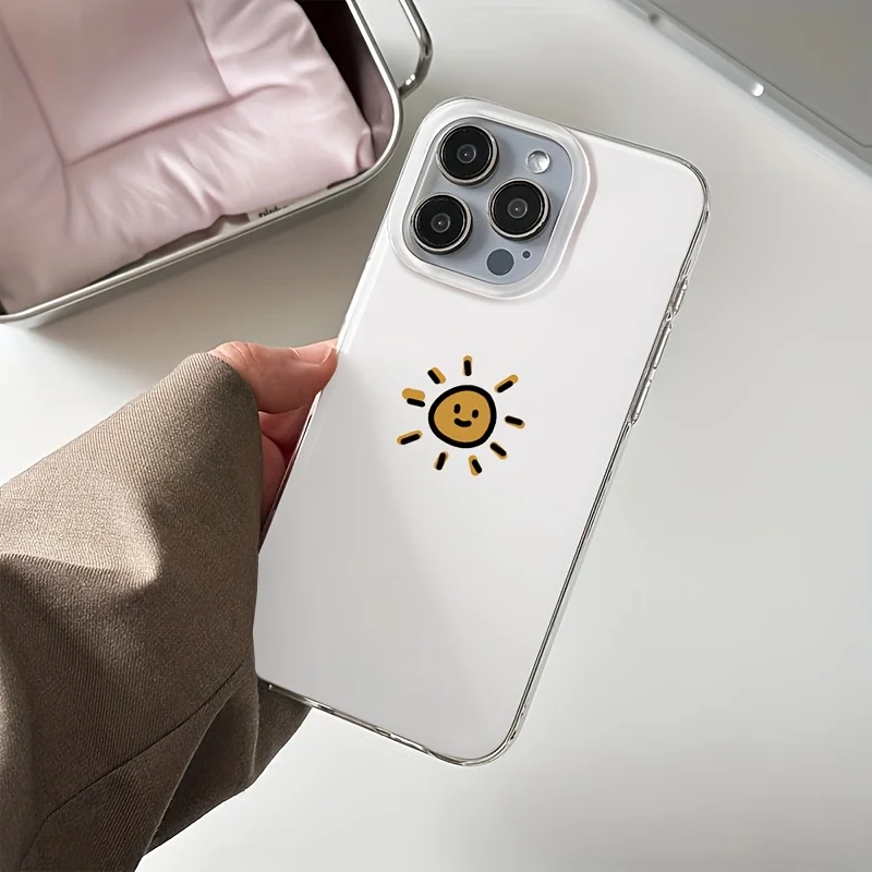 Cartoon Yellow Sun PC Phone Case For iPhone 18 Pro Max 17 16 Pro Max Cases For iPhone 14 13 12 15 Pro Max 11 Transparent Cover