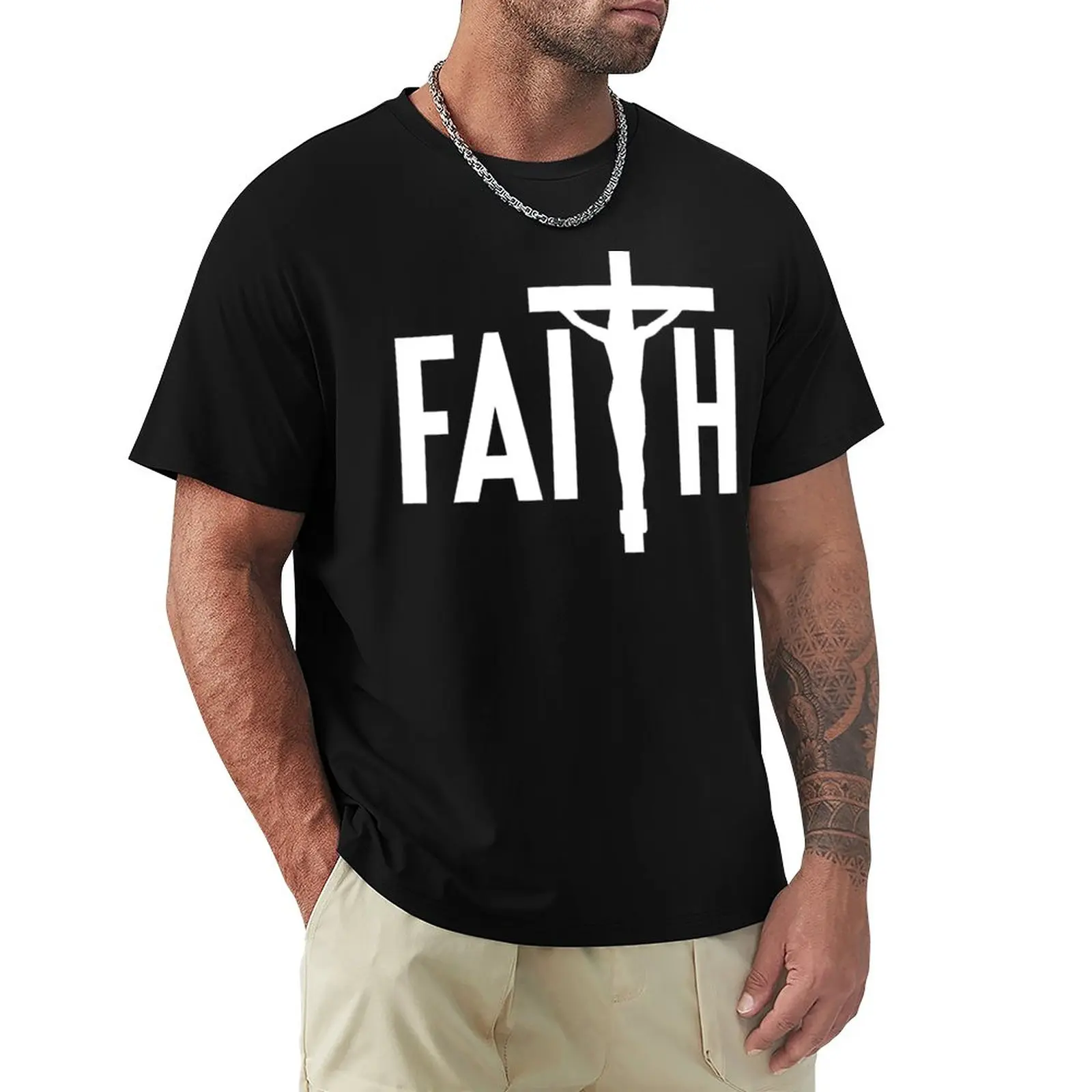 Faith Jesus Cross Crucifix Christian Catholic T-Shirt graphic t shirt man clothes mens clothes