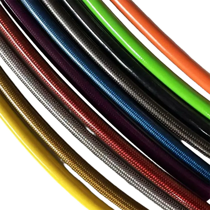 1-20M AN3 Motorcycle Braided PVC Stainless Steel PTFE /Nylon Brake Line Hose Hydraulic Hose Racing Bike Brake Oil Fuel Tube Pipe