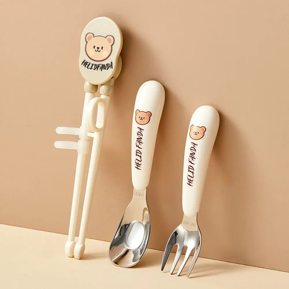 

2/3Pcs Creative Stainless Steel Kids Tableware Set Camping Outdoor Cutlery Set Cartoon Portable Tableware