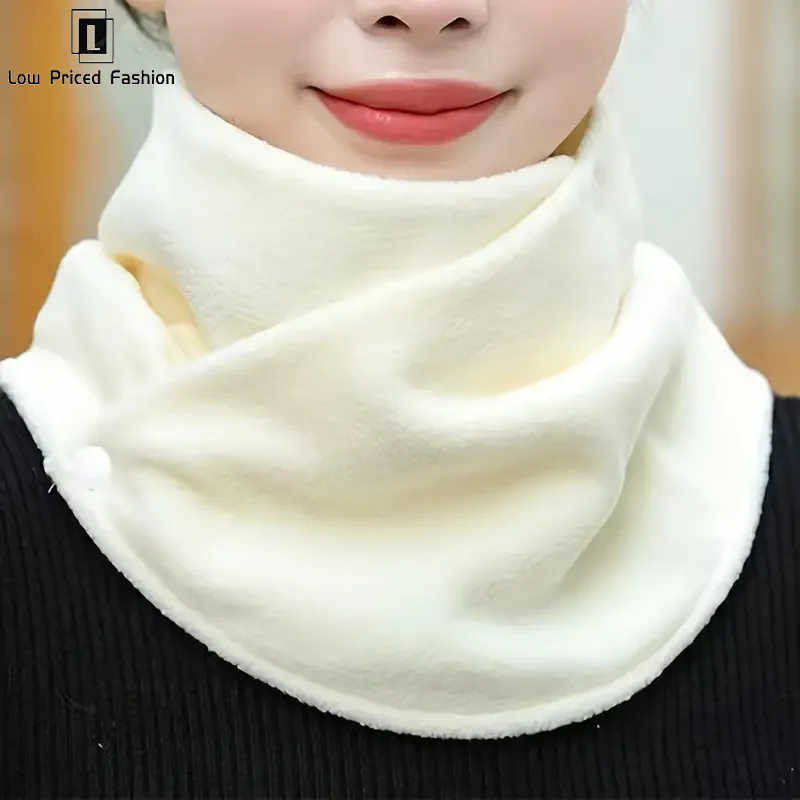 Fashion Solid Color Snap Neck Leggings Simple Thick Velvet Warm Neck Cover Autumn And Winter Cold Riding Windproof Neck Scarf